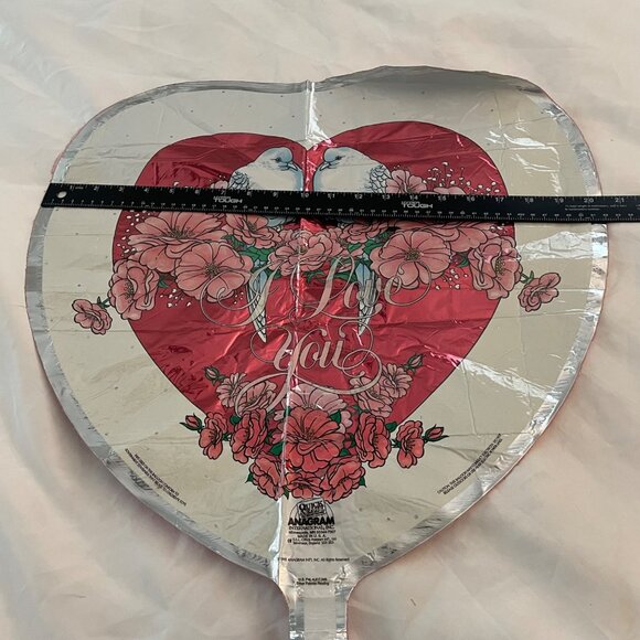 I love you vintage anagram 20.5 inches 1992 mylar balloon foil White Doves Paint - Picture 6 of 9